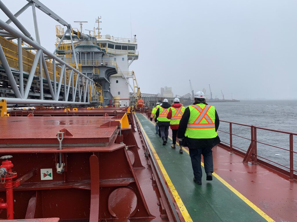 people walking on vessel
